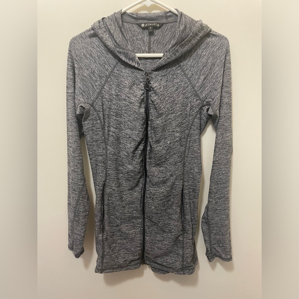 Athleta Women's Grey hoodie Jacket SZ Medium EUC